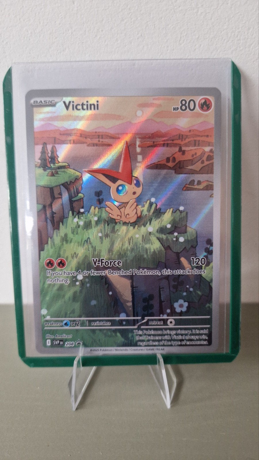 Victini Pokémon Kaart - Full Art Foil (SVP 208), Ophalen of Verzenden, Zo goed als nieuw, Losse kaart, Foil
