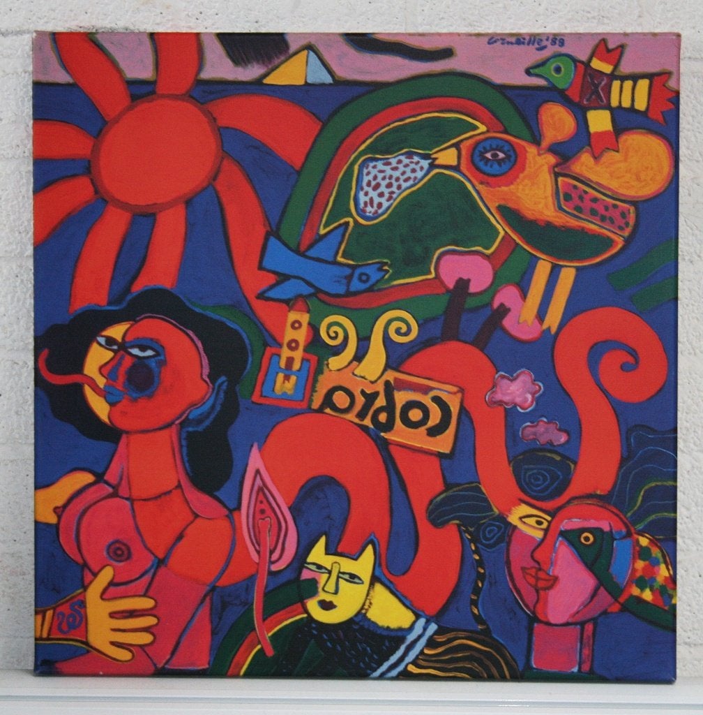 Corneille - zeefdruk op doek 60x60, bieden vanaf €90, Zeefdruk, Gelimiteerde oplage, Ophalen, Personages en Fantasiefiguren