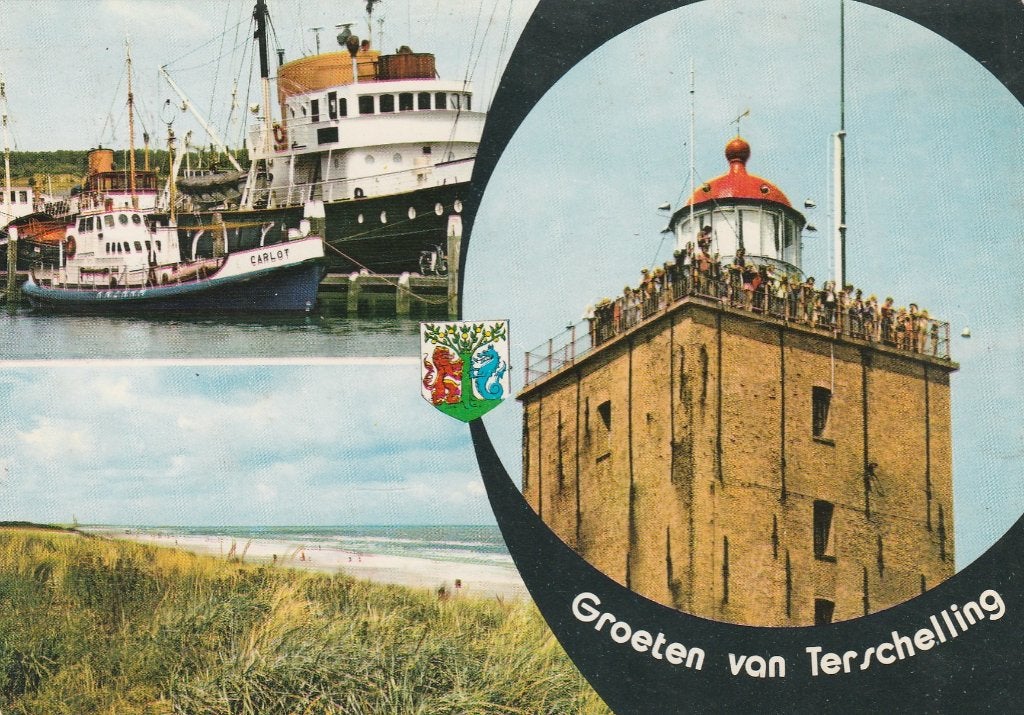 TERSCHELLING Veerboot Vuurtoren Groeten, Verzenden, 1980 tot heden, Gelopen, Waddeneilanden