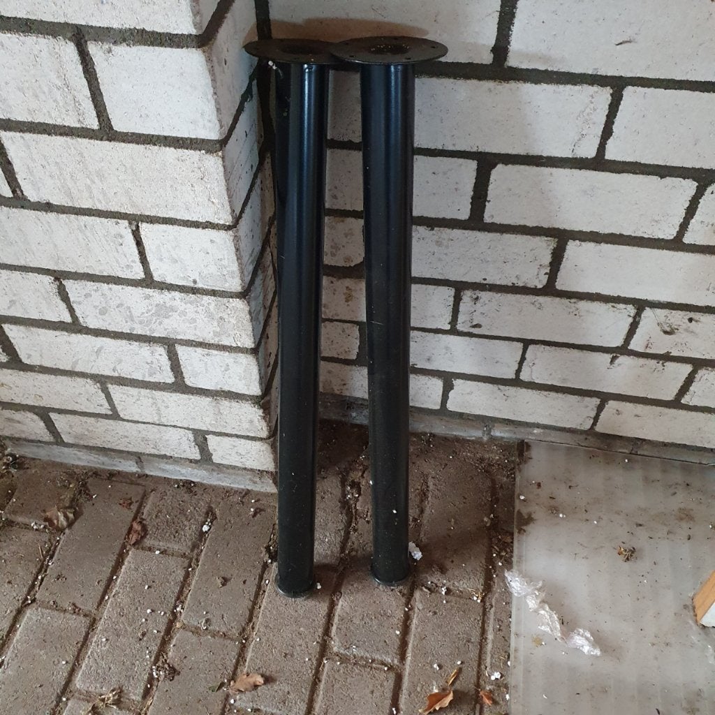 Twee zwarte tafelpoten, Huis en Inrichting, Tafelonderdelen, Tafelpoot, Minder dan 50 cm, Gebruikt, 50 tot 100 cm