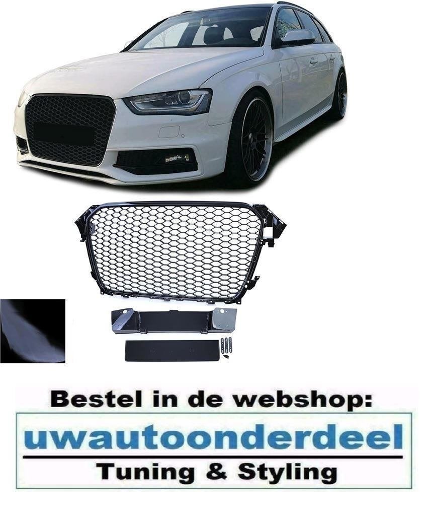Grill Zonder Embleem Glans Zwart Honingraat Voor Audi A4 B8., Verzenden