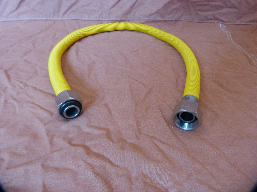 Gasslang RVS flexibel 80 cm M24 ZGAN 800mm geel, Ophalen, 4 kookzones, Zo goed als nieuw, Gas