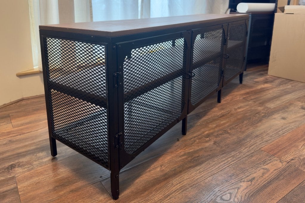 IKEA FJÄLLBO tv-meubel, zwart, 150x36x54 cm, Ophalen, Grenenhout, Gebruikt, 150 tot 200 cm