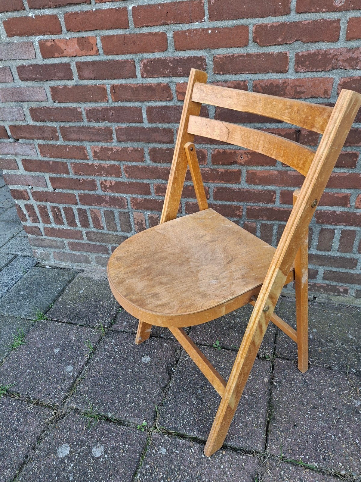 Vintage Retro Houten Klapstoel, Huis en Inrichting, Gebruikt, Overige kleuren, Ophalen of Verzenden, Eén