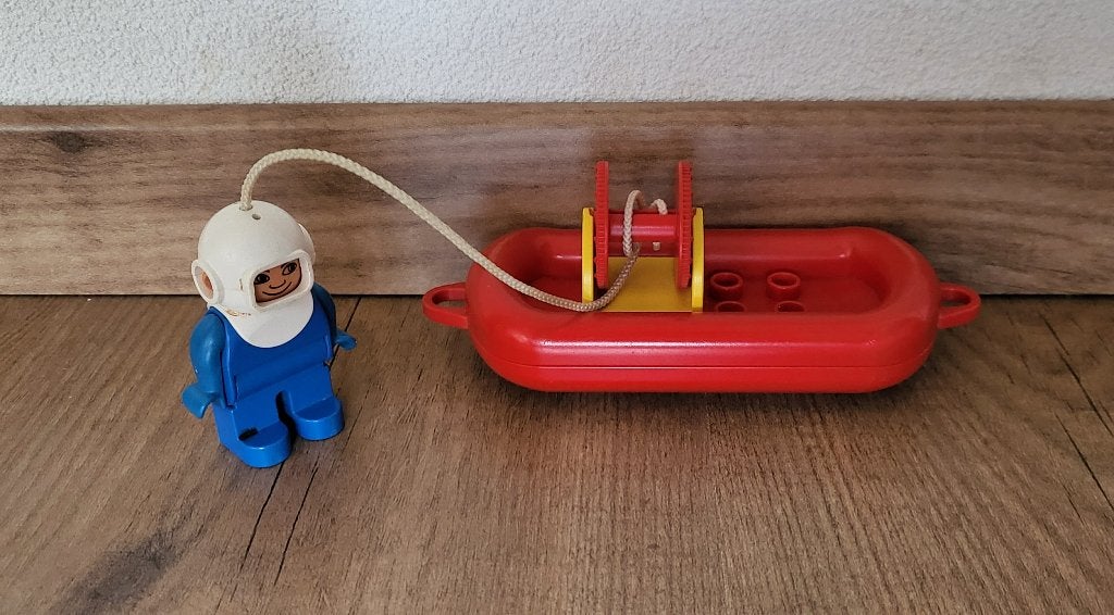 Vintage Lego Duplo bad-duikertje met boot, Gebruikt, Verzenden, Compleet, Duplo