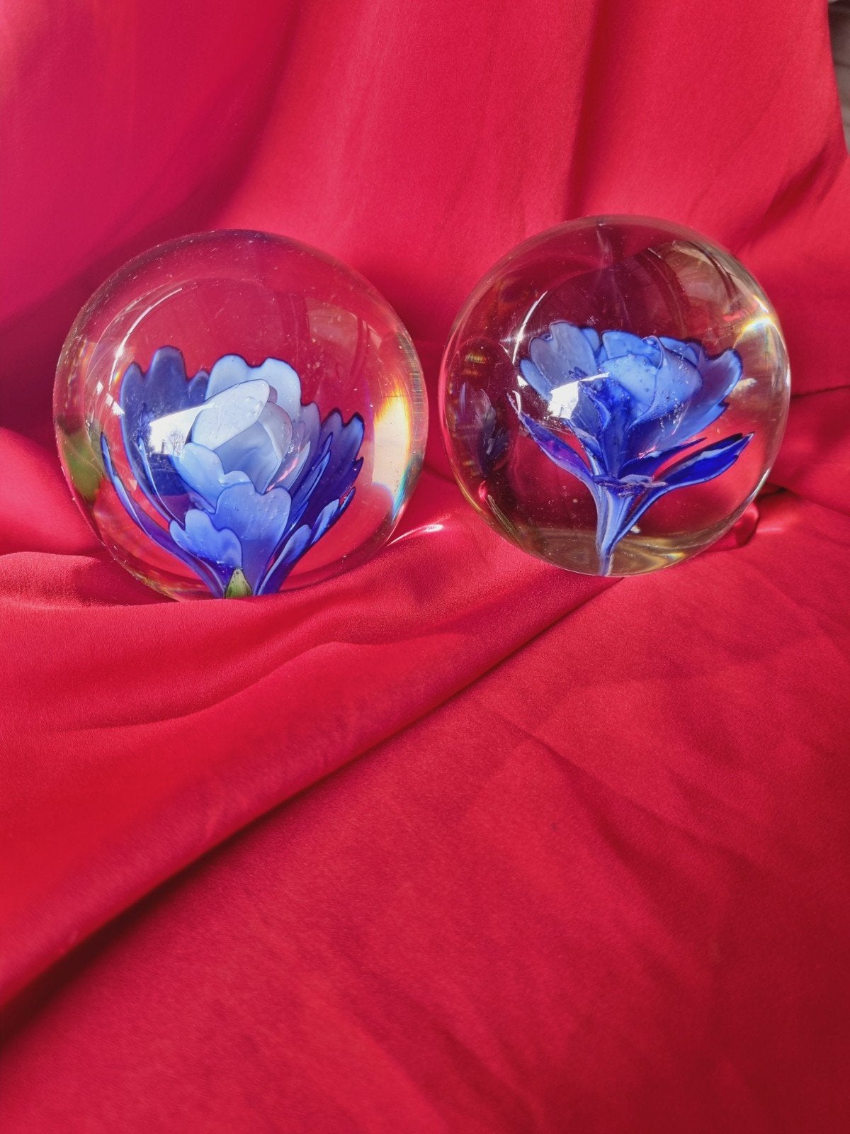 Glazen briefopener met blauwe bloem - Set van 2, Ophalen of Verzenden