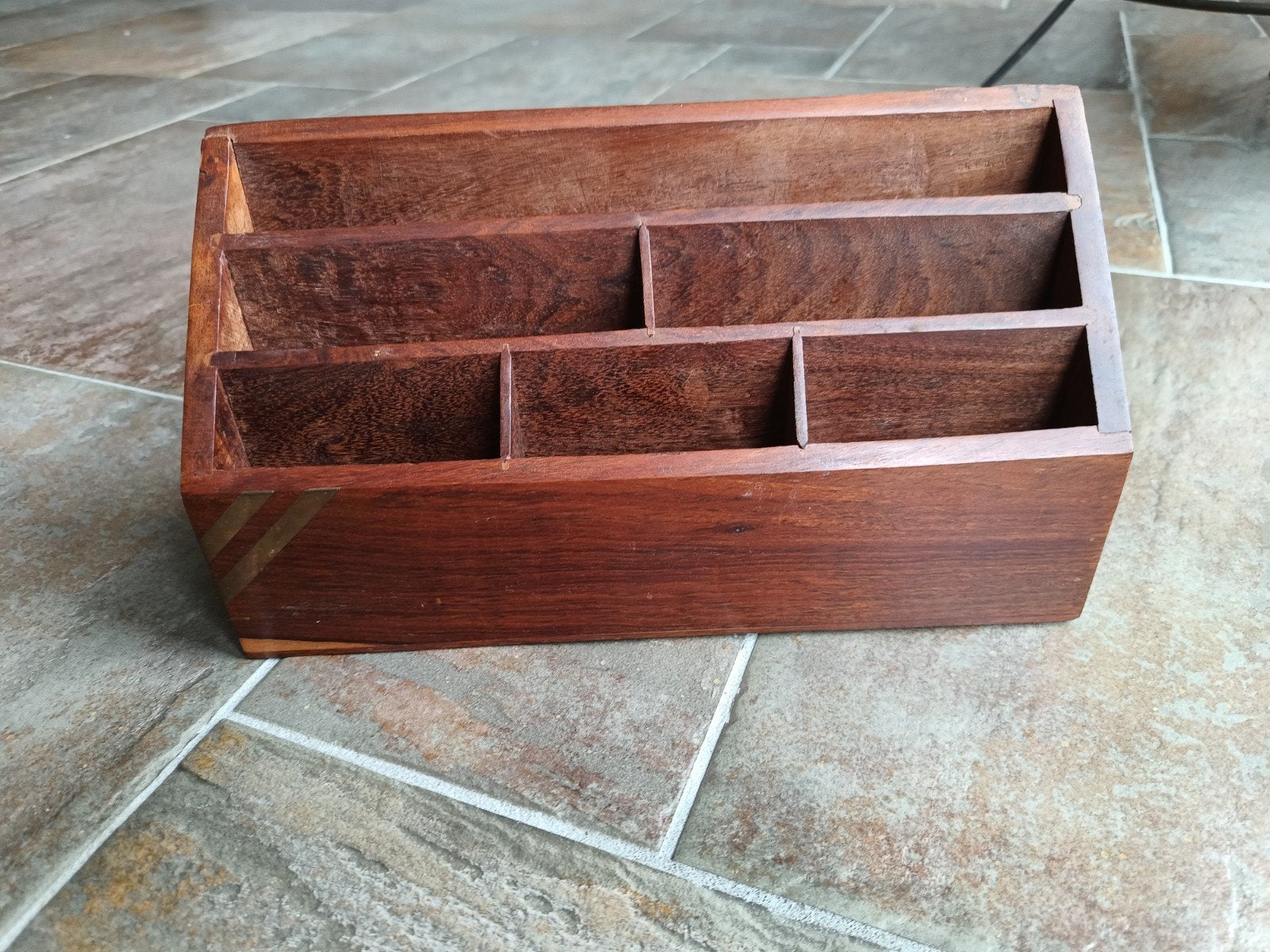 bureau organizer prachtig hout met koperstripjes ingelegd, Ophalen of Verzenden, 200 cm of meer, Minder dan 50 cm