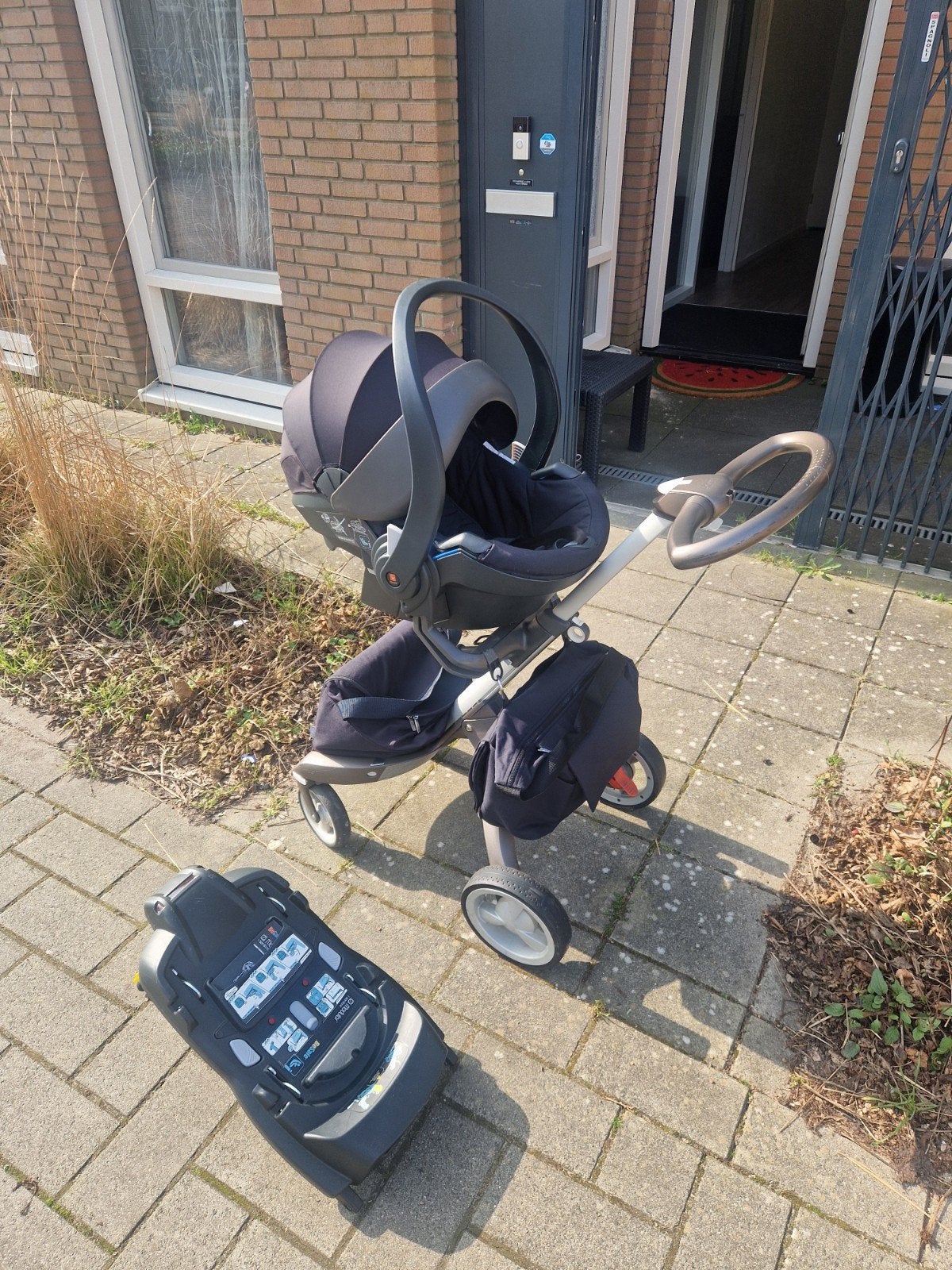 Stokke Xplory V3 kinderwagen + autostoel met Isofix base., Gebruikt, Zijbescherming, Isofix, 0 t/m 13 kg
