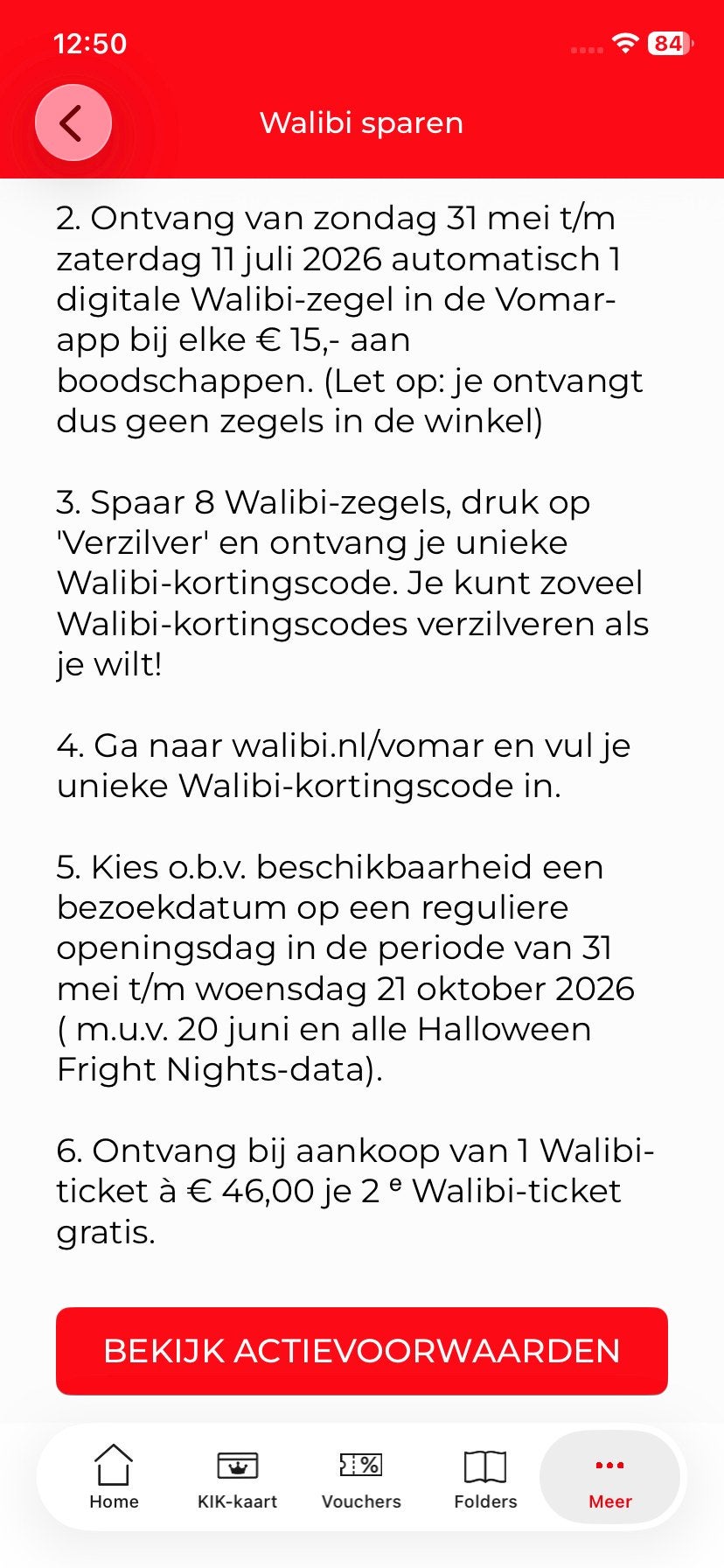 Walibi ticket 2e gratis Vomar codd, Tickets en Kaartjes, Twee personen, Kortingskaart