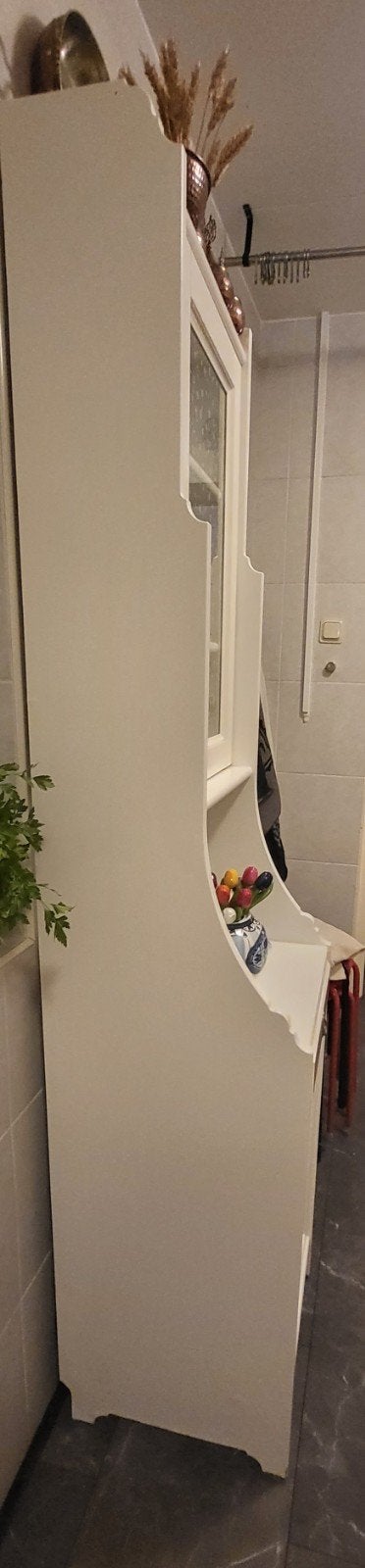 Witte buffetkast / vitrinekast met glas en lade, Ophalen, Gebruikt, Met deur(en), Glas
