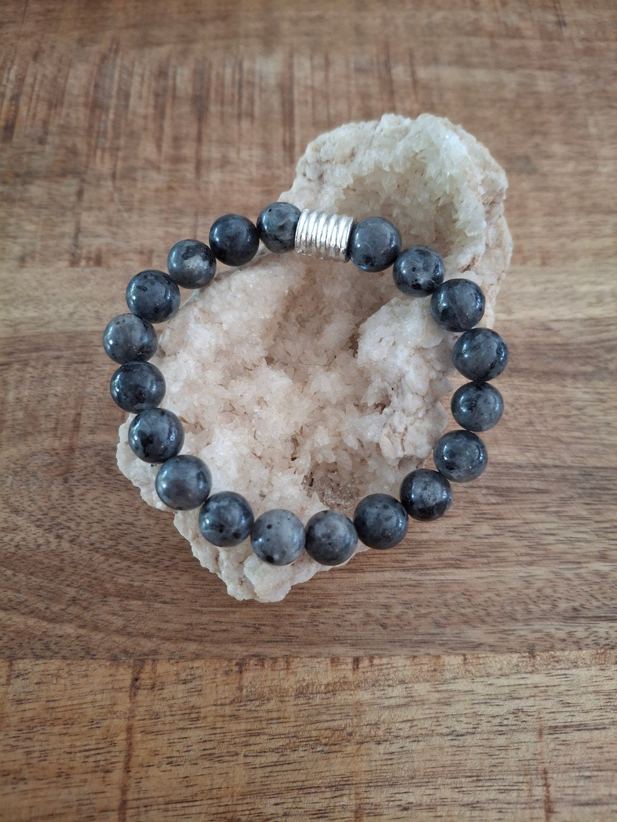 Labradoriet larvikiet natuurkralen armband 10mm, Overige materialen, Met bedels of kralen, Nieuw, Ophalen of Verzenden