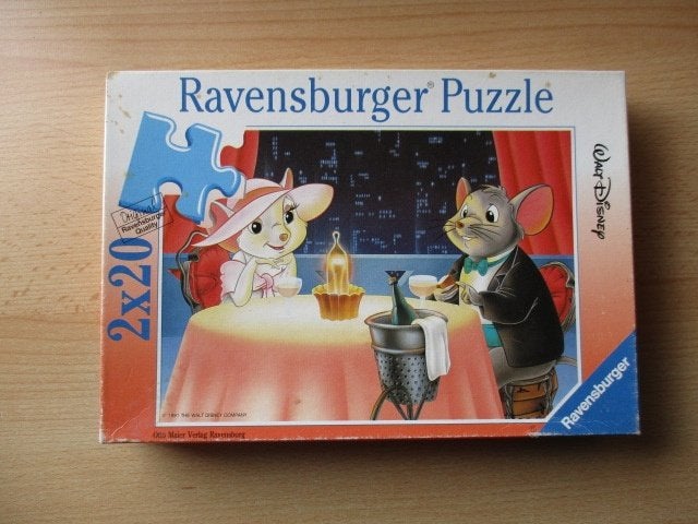 Disney De Reddertjes puzzel  2x20 stukjes  Ravensburger  Din, Ophalen of Verzenden, Overige figuren, Gebruikt, Beeldje of Figuurtje