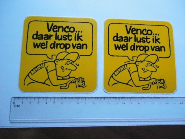 sticker oud Venco drop strip wielrennen racefiets snoep 2x, Verzenden, Zo goed als nieuw, Bedrijf of Vereniging