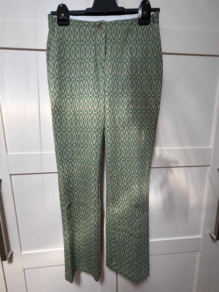 Rosner broek met geometrisch patroon - Groen/Beige, Maat 38/40 (M), Ophalen of Verzenden, Zo goed als nieuw, Lang