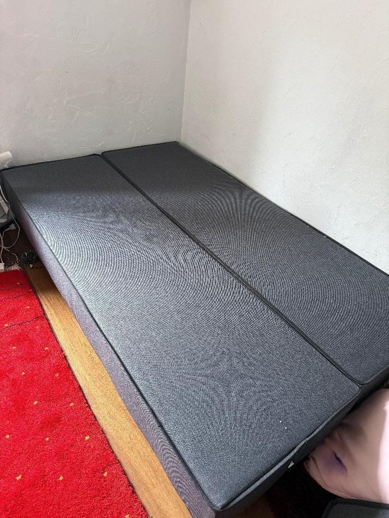 mooie twijfelaar 120 x 200 met boxspring, Bruin, Ophalen of Verzenden, Zo goed als nieuw, Twijfelaar