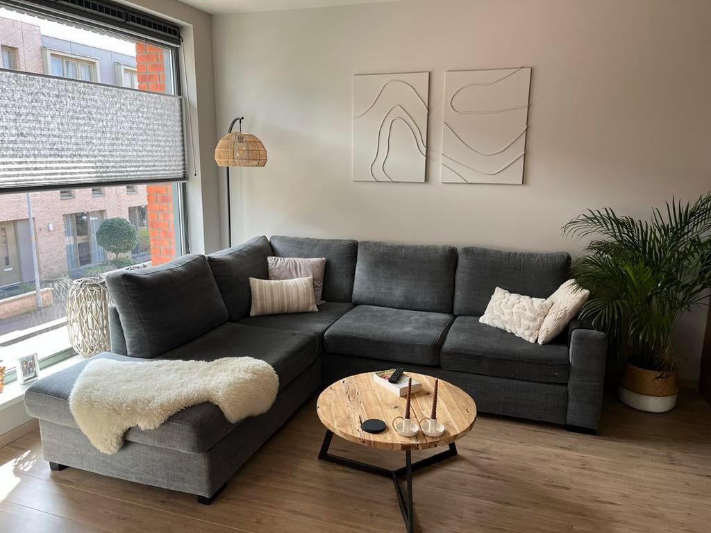 Hoekbank Pronto Wonen - Grijs - 264x220 cm, Huis en Inrichting, Banken | Bankstellen, Ophalen, 250 tot 300 cm, Gebruikt, Hoekbank