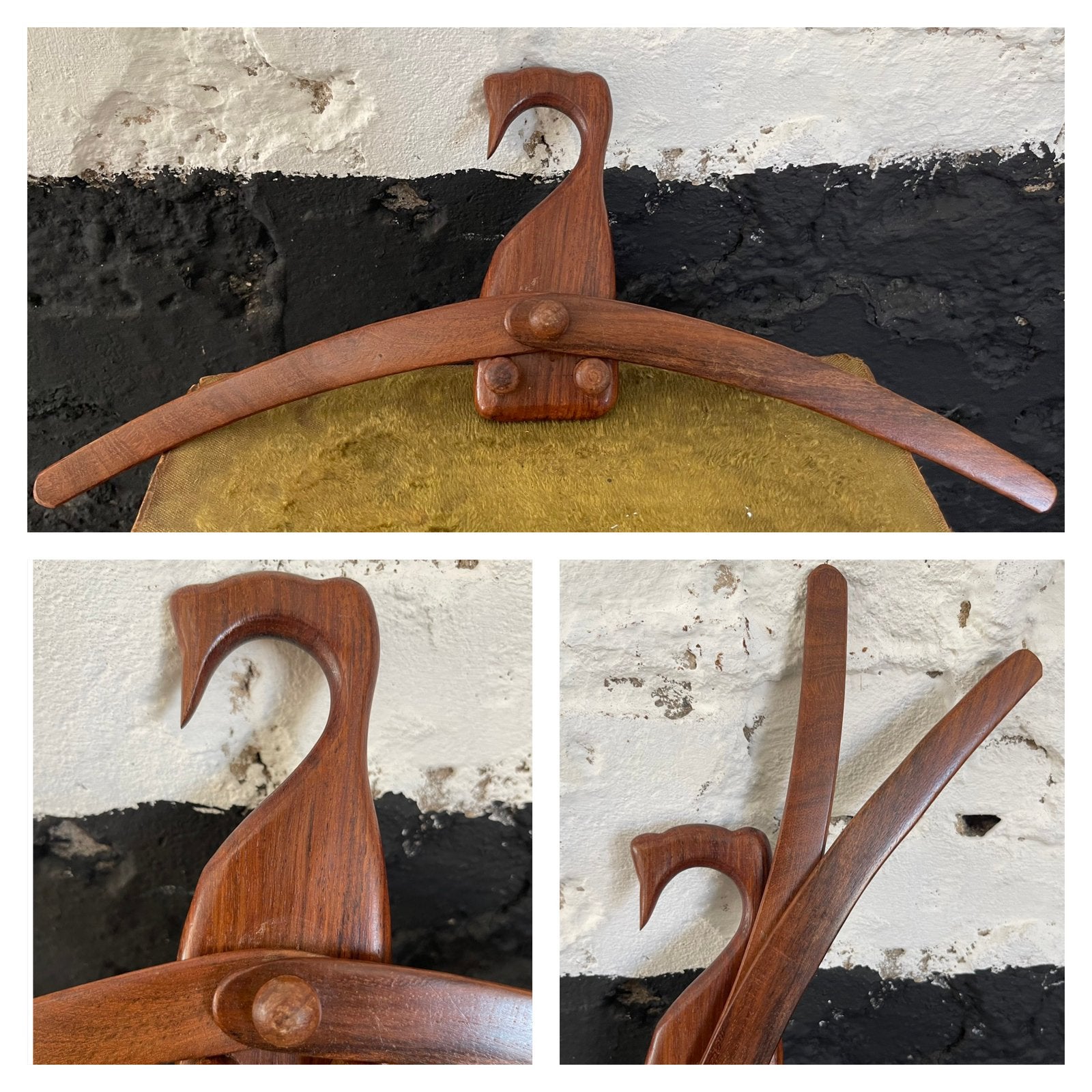 Bijzondere vintage kledinghanger vogel teakhout opvouwbaar, Ophalen of Verzenden, Gebruikt, Hout, Kinderen en Volwassenen