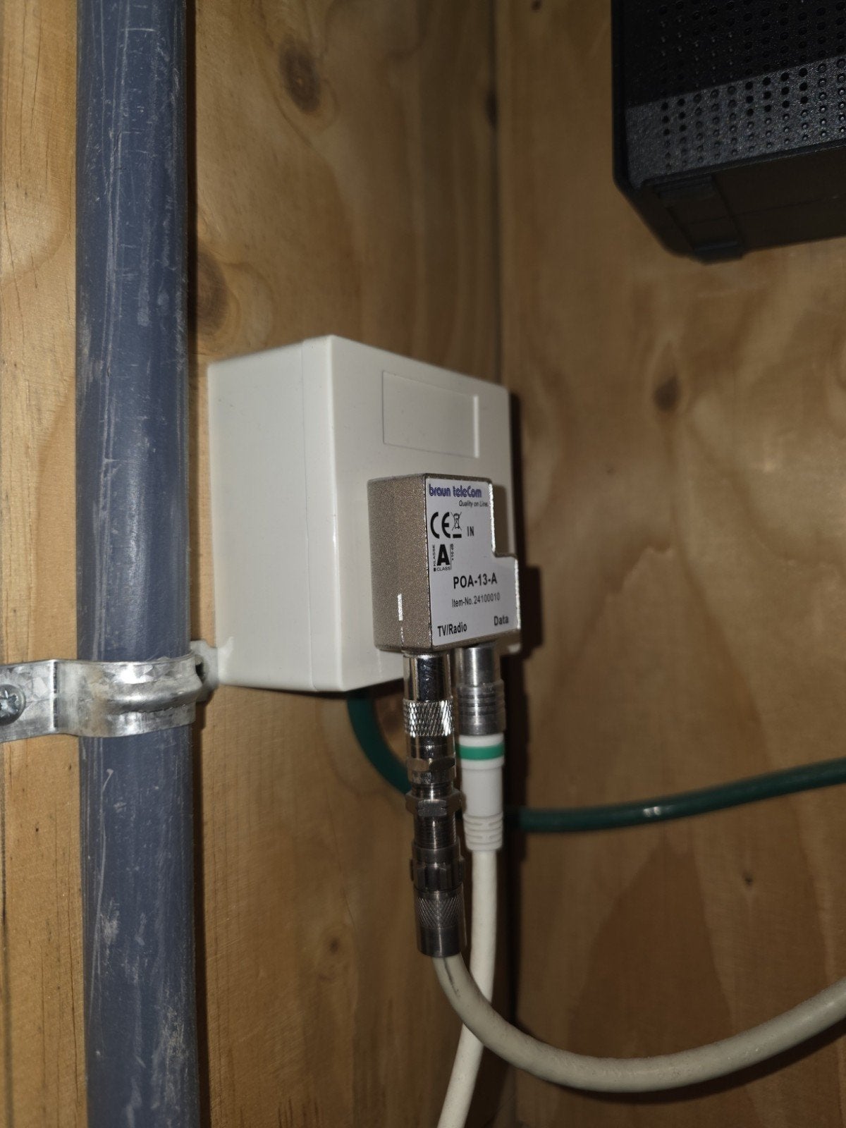 Braun Telecom POA-13-A Coaxiale Kabel met Splitter, Ophalen of Verzenden, Zo goed als nieuw, Minder dan 2 meter, Coaxiale kabel