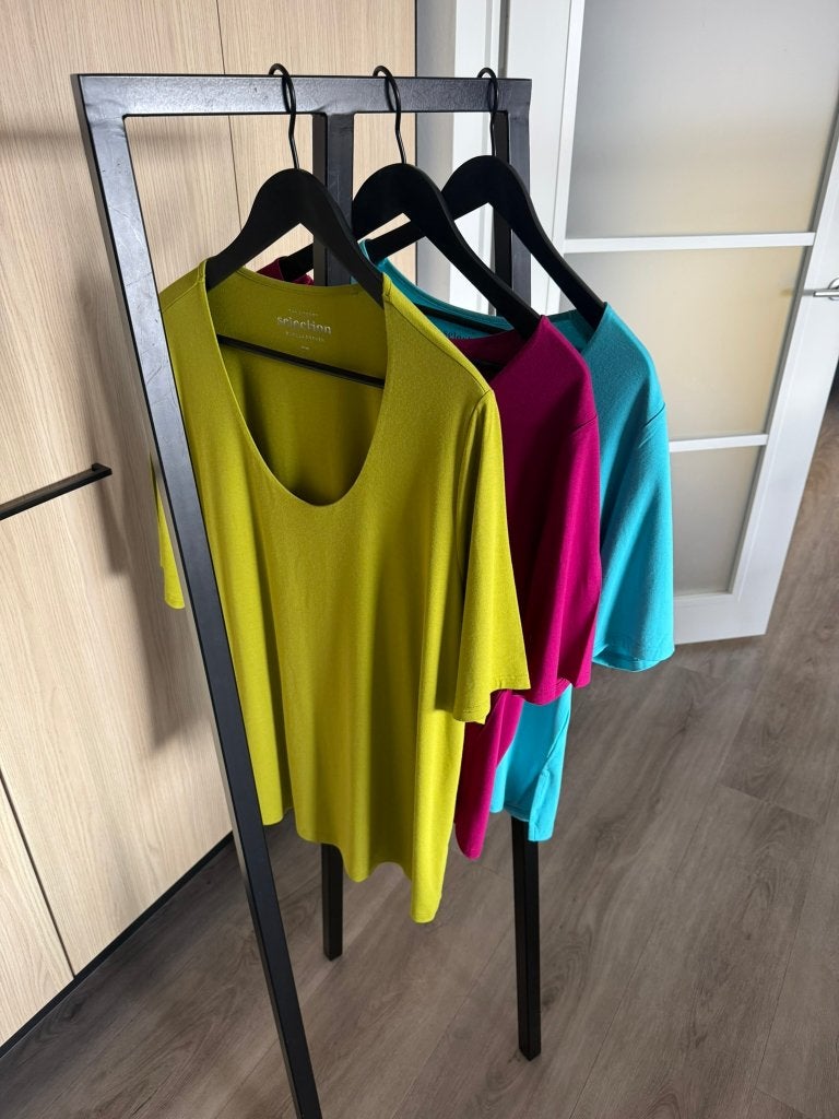 Ulla Popken 3x Shirt Roze Groen Blauw 46/48 Z.g.a.n., Zwart, Maat 46/48 (XL) of groter, Ophalen of Verzenden, Zo goed als nieuw