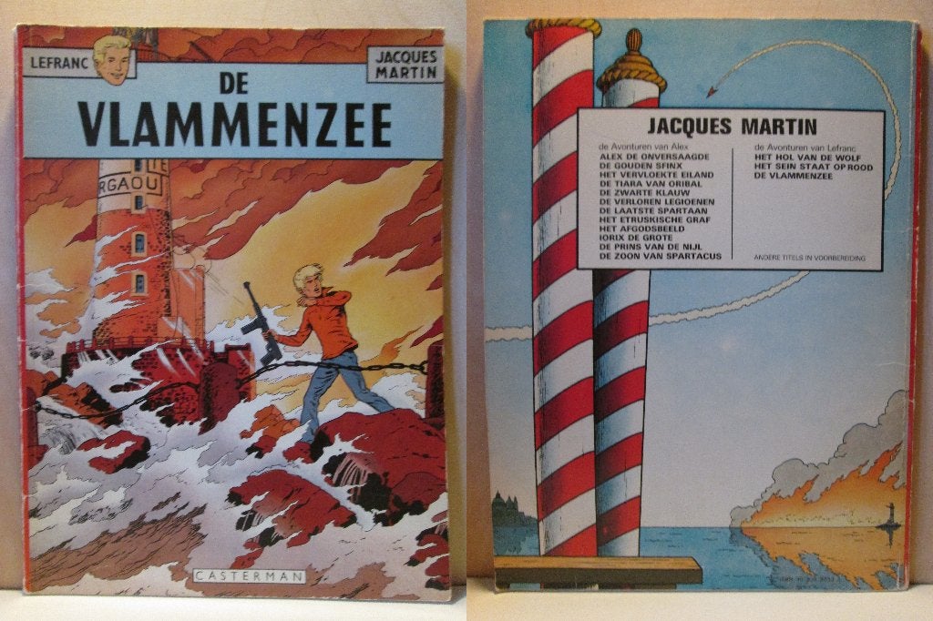 Lefranc 2 - De vlammenzee (1e druk, SC), Eén stripboek, Ophalen of Verzenden, Gelezen, Jacques Martin