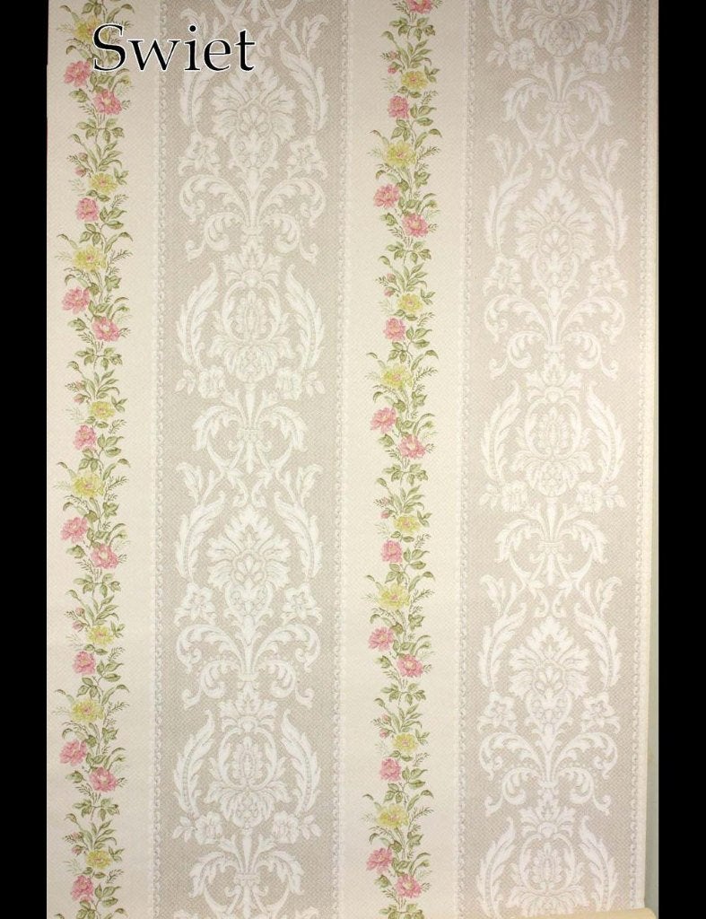 3644 Klassiek barok behang met roze bloemranken swiet, Ophalen of Verzenden, Wit