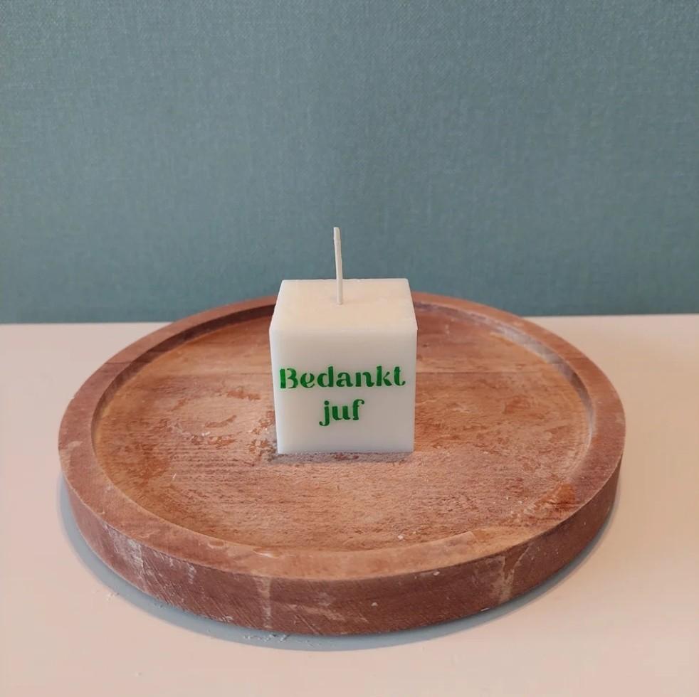 Kaarsje 'bedankt juf' of 'bedankt meester', Ophalen of Verzenden, Nieuw, Wit, Overige materialen