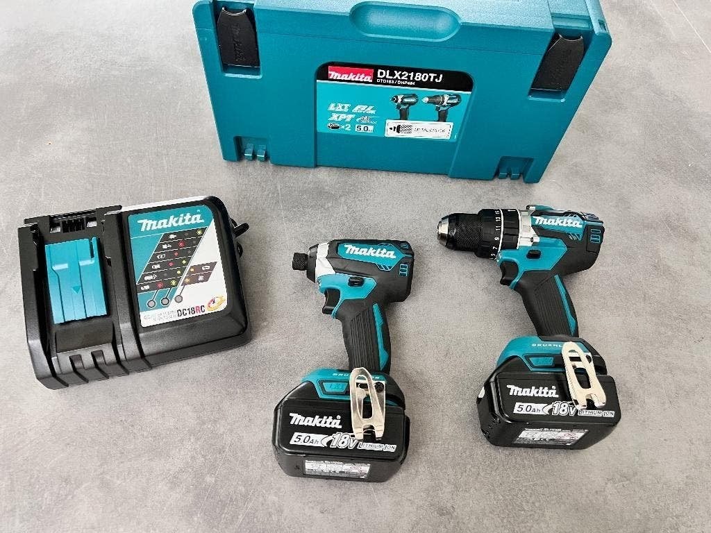 MAKITA 18V 5.Ah ACCU COMBISET DLX2180TJ +KLOPSTAND + SLAGTOL, Ophalen of Verzenden, Nieuw