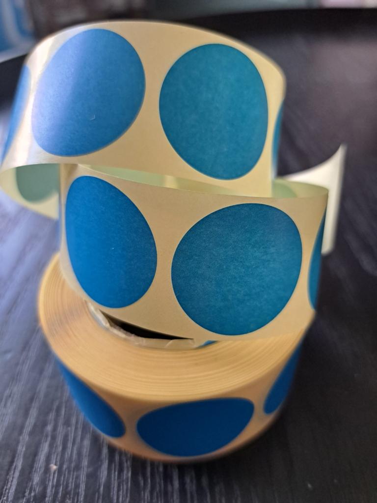 Set van 50 ronde stickers, blauw, 3 cm, Verzenden, Nieuw, Meerdere stickers