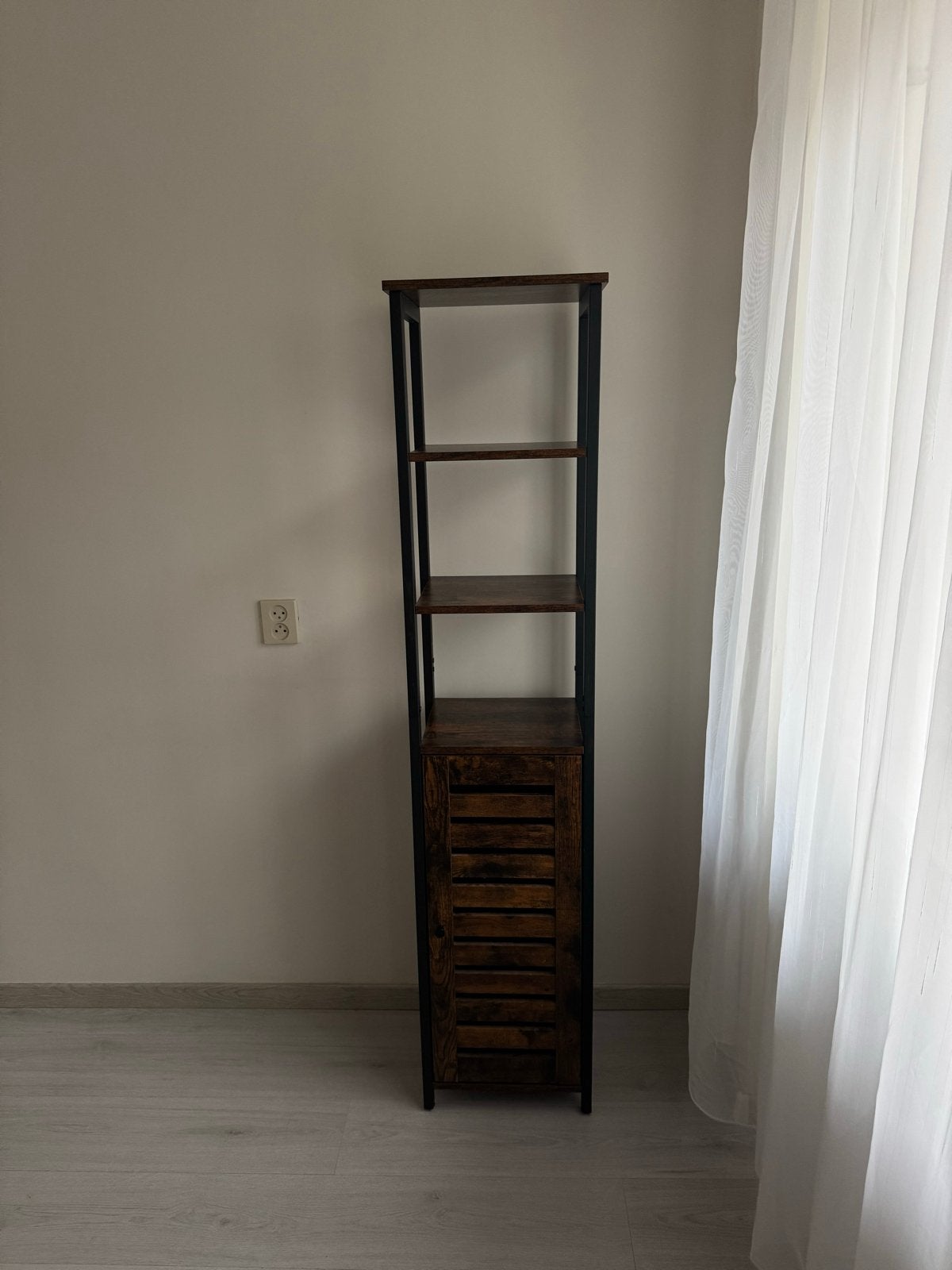 Smalle opbergkast - Rustiek Bruin, Huis en Inrichting, Kasten | Wandmeubels, Ophalen, Minder dan 150 cm, 150 tot 200 cm, 25 tot 50 cm