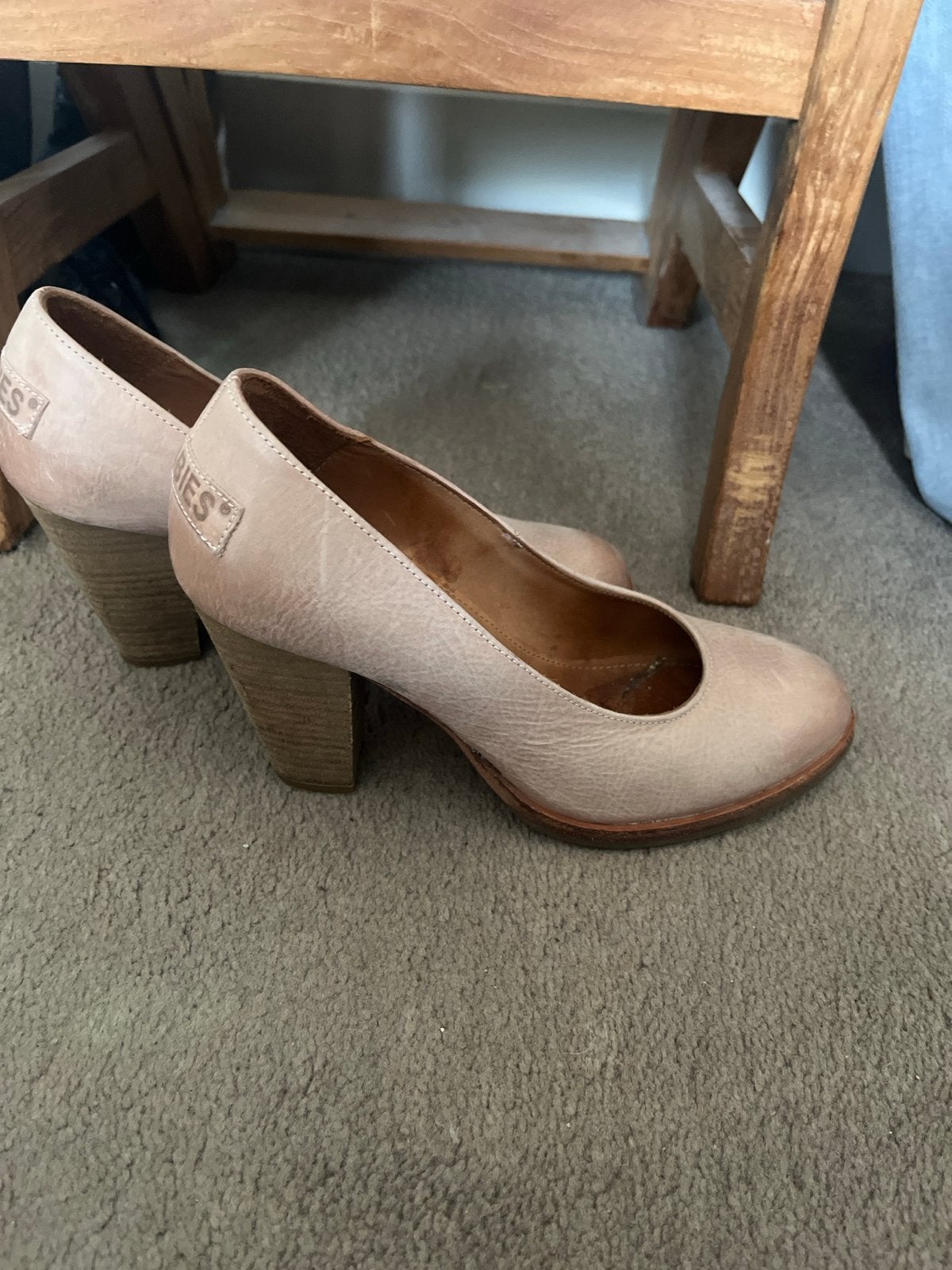 Shabbies Amsterdam Pumps Maat 37 - Beige Leer, Kleding | Dames, Ophalen of Verzenden, Gedragen, Beige, Pumps