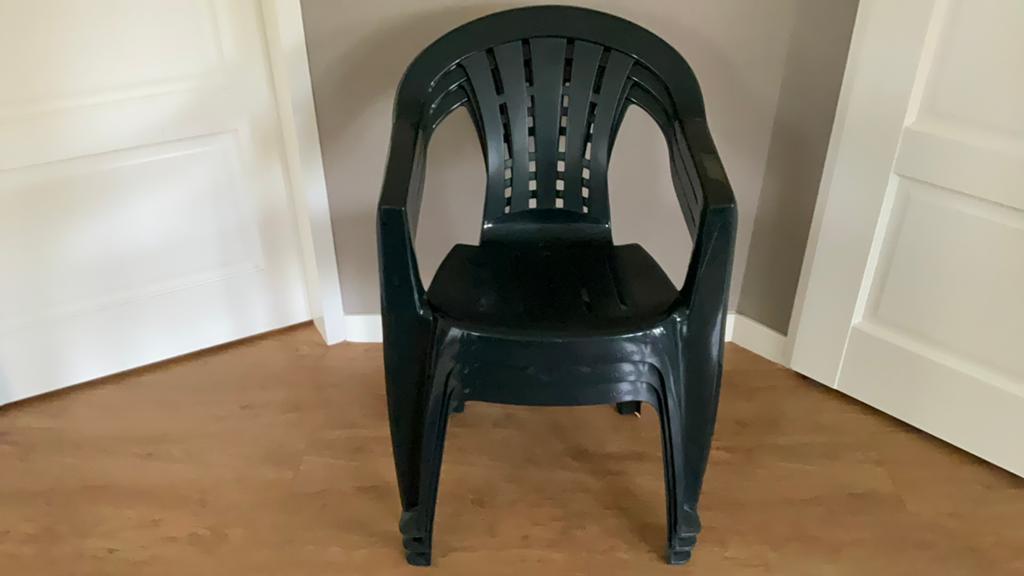 3 Jardin Cuba groene plastic tuinstoelen stapelbaar zgan, Tuin en Terras, Ophalen, Zo goed als nieuw, Kunststof, Stapelbaar