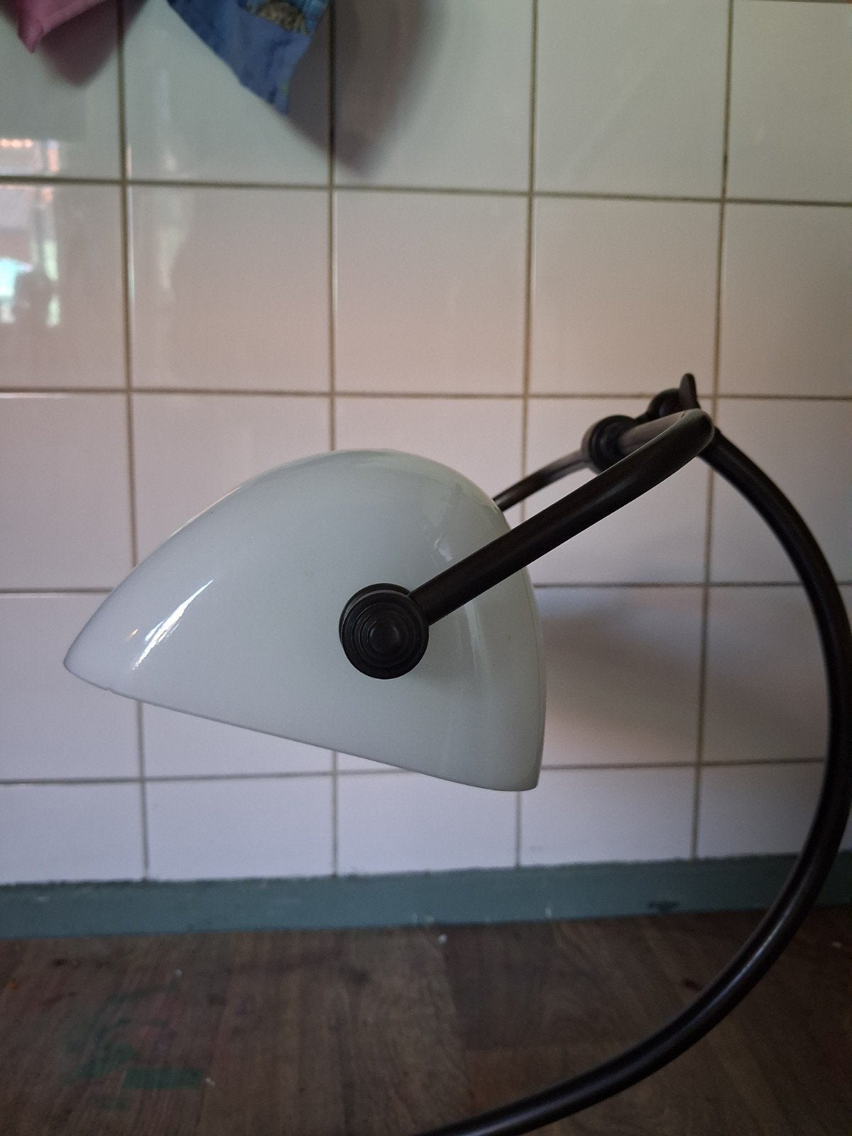 Vintage Notarislamp - Bureaulamp met Melkglas Kap, Ophalen