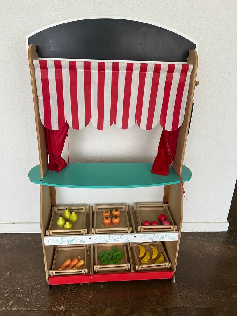 Gratis; Houten Theater en Winkel - 2-in-1 Speelplezier, Kinderen en Baby's, Speelgoed | Houten speelgoed, Ophalen, Gebruikt, Meubelstuk of Keukentje
