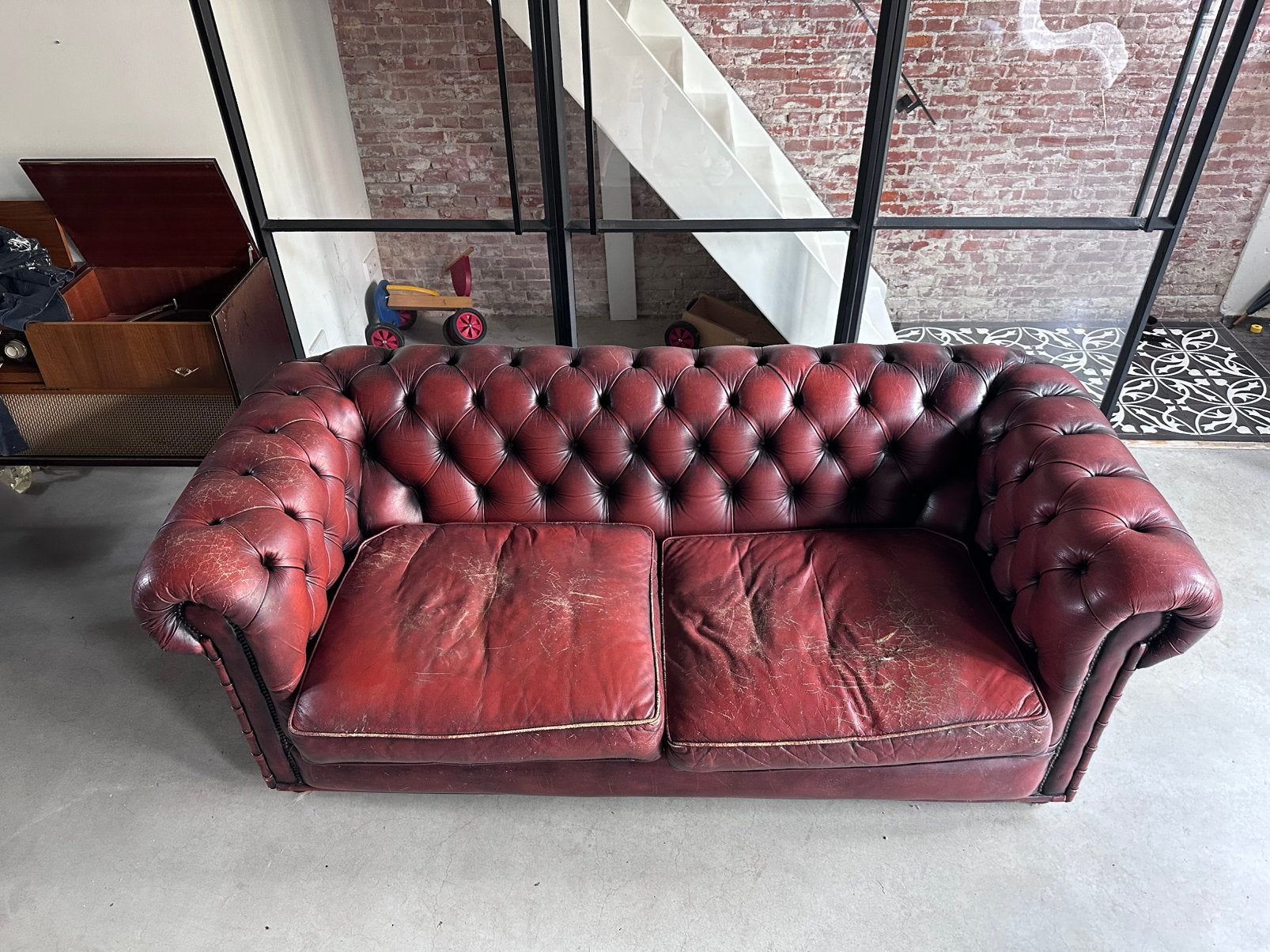 Chesterfield 2,5zits oxblood rood, Huis en Inrichting, Banken | Sofa's en Chaises Longues, Ophalen, Gebruikt, 150 tot 200 cm, Tweepersoons