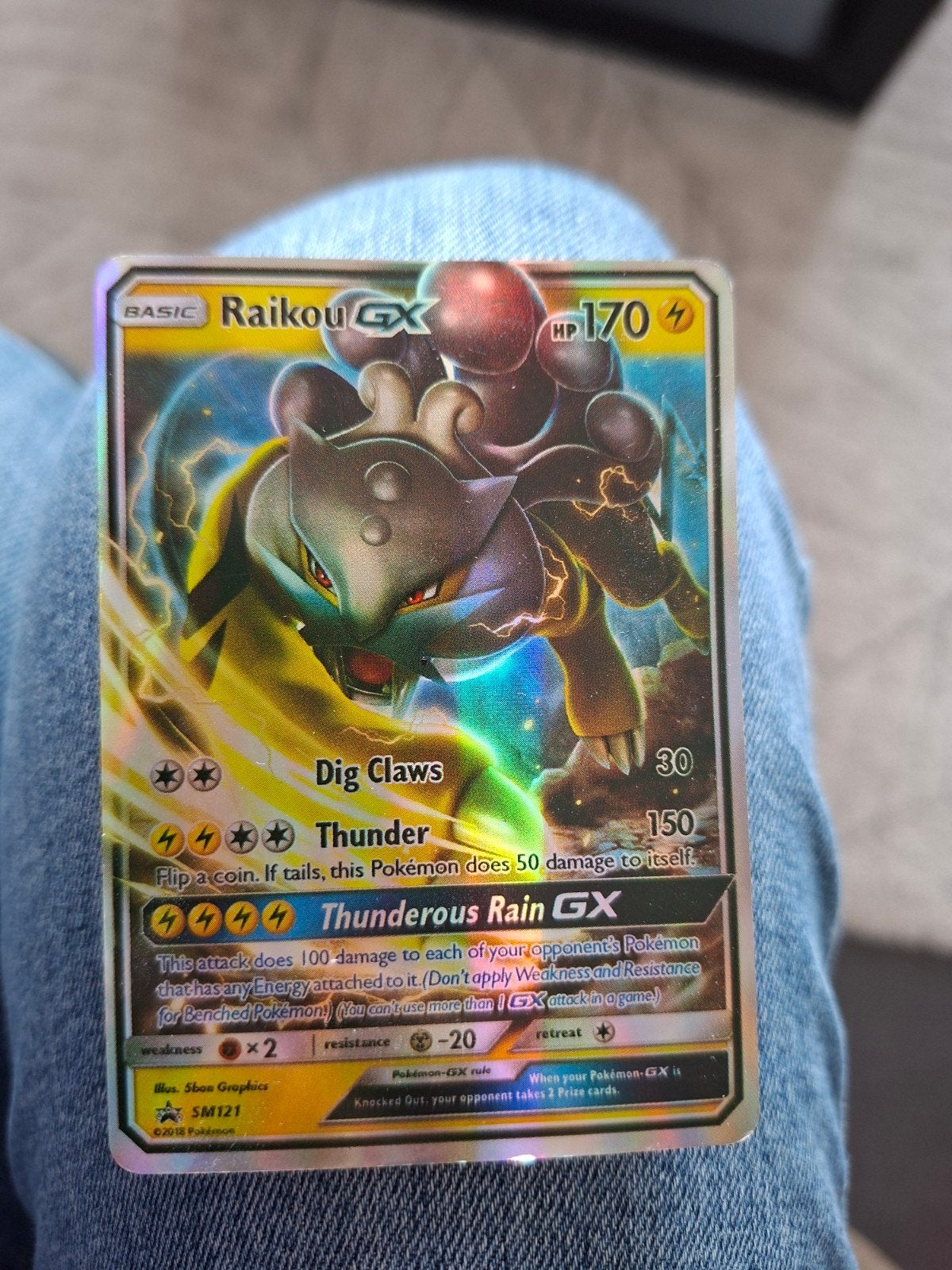 Pokemon Raikou GX Kaart - Zeldzaam en in goede staat, Ophalen of Verzenden, Zo goed als nieuw, Losse kaart, Foil