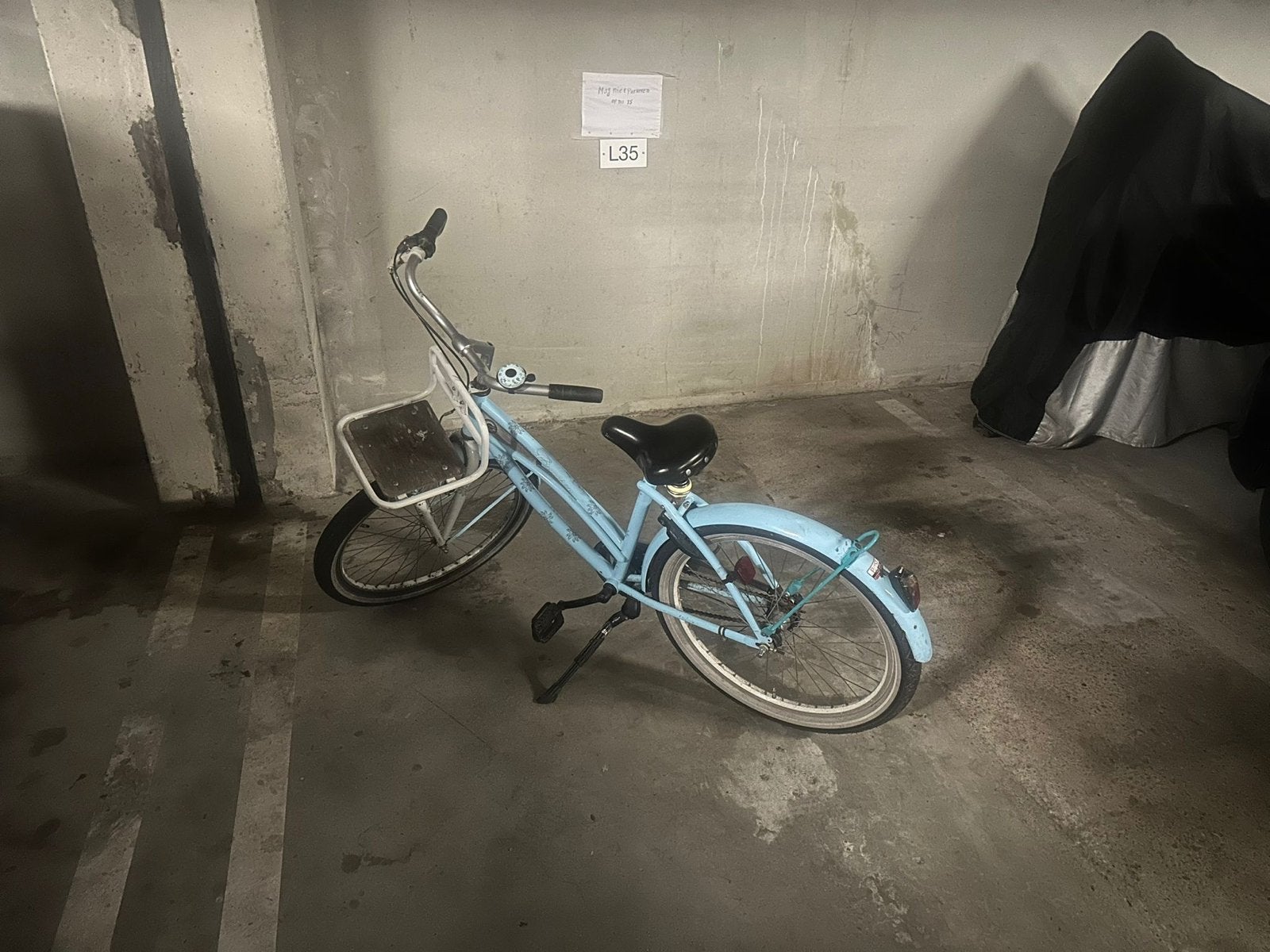 Kinderen Lichtblauwe stadsfiets met voordrager, Fietsen en Brommers, Fietsen | Dames | Damesfietsen, Overige merken, Gebruikt