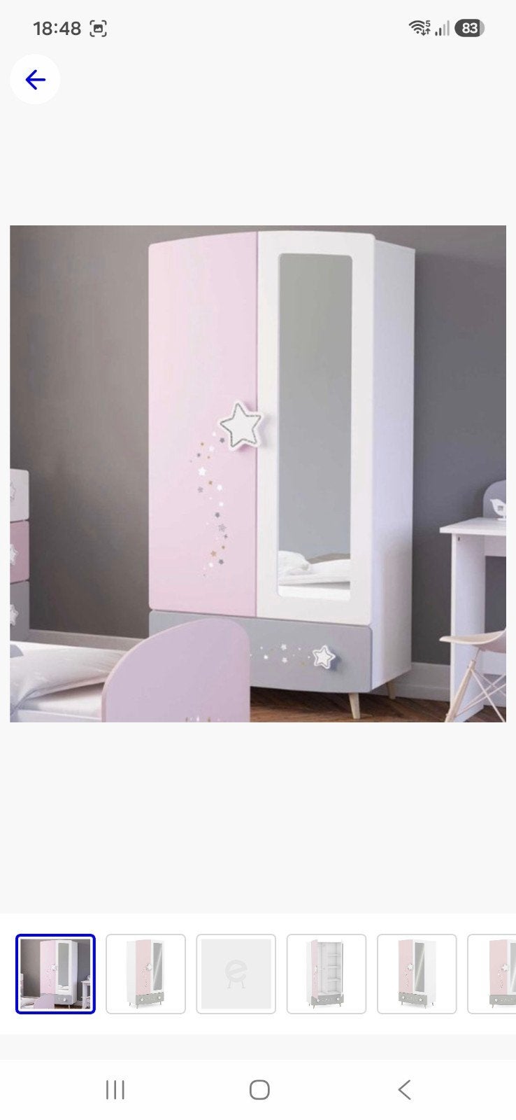 Leuke Kinderkast met spiegel en sterren, Ophalen, Kast, 50 tot 70 cm, 105 cm of meer