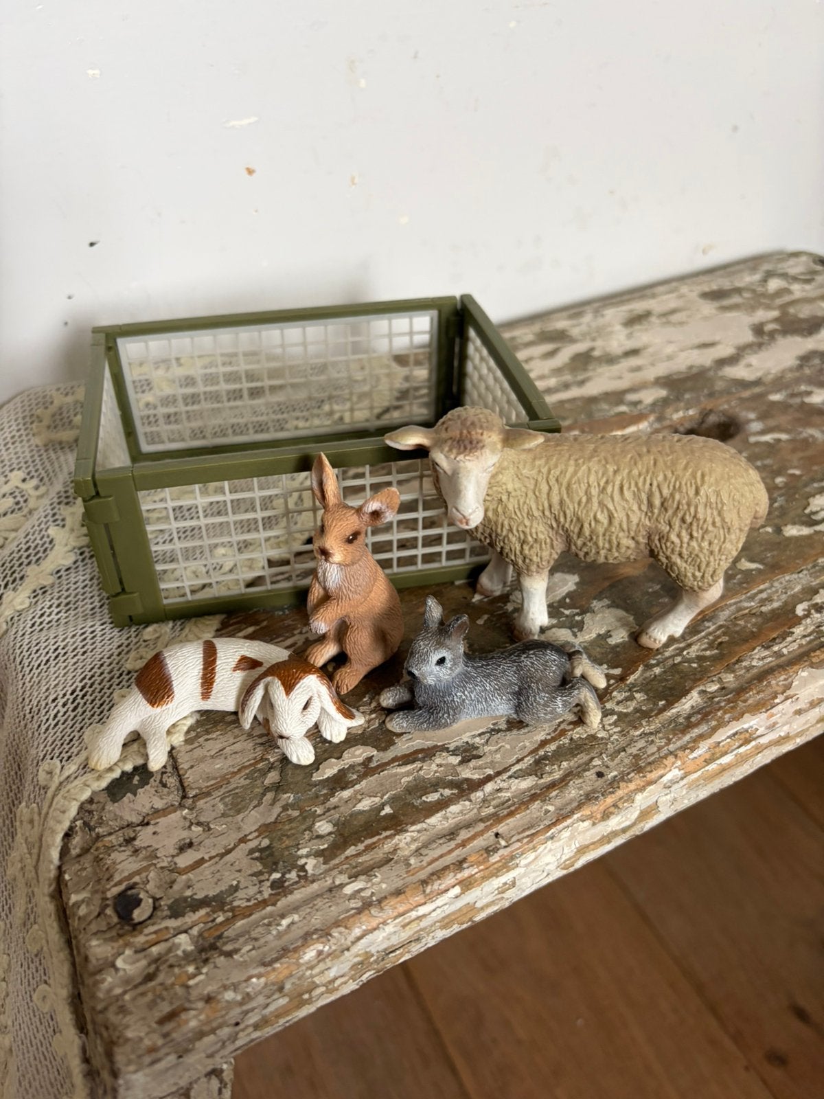 Schleich konijnen ( 3) en schaap /hekje, Antiek en Kunst, Ophalen of Verzenden