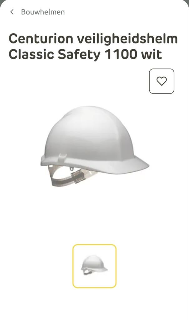 Centurion Classic Safety 1100 Bouw Veiligheidshelm Wit, Ophalen of Verzenden, Nieuw