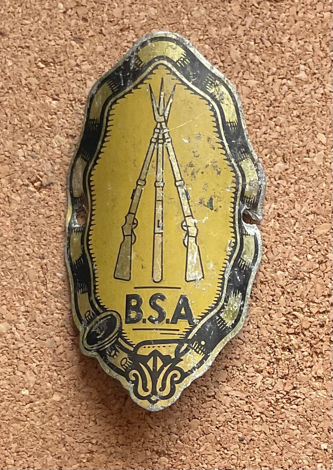 Brommer Motor Balhoofdplaatje - B. S. A. (Geel)., Ophalen of Verzenden, Gebruikt, Overige typen