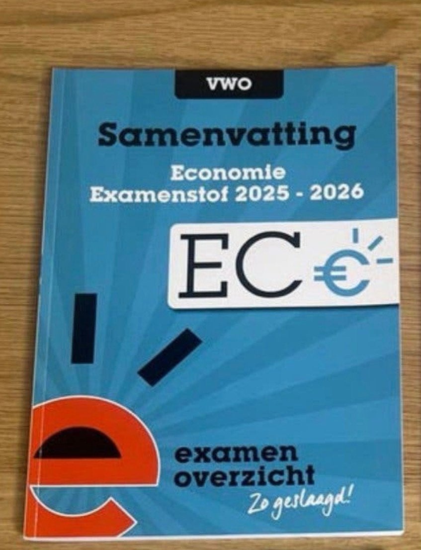 VWO Samenvatting Examenstof 2025-2026: Economie, Ophalen of Verzenden, Gelezen, VWO, Economie