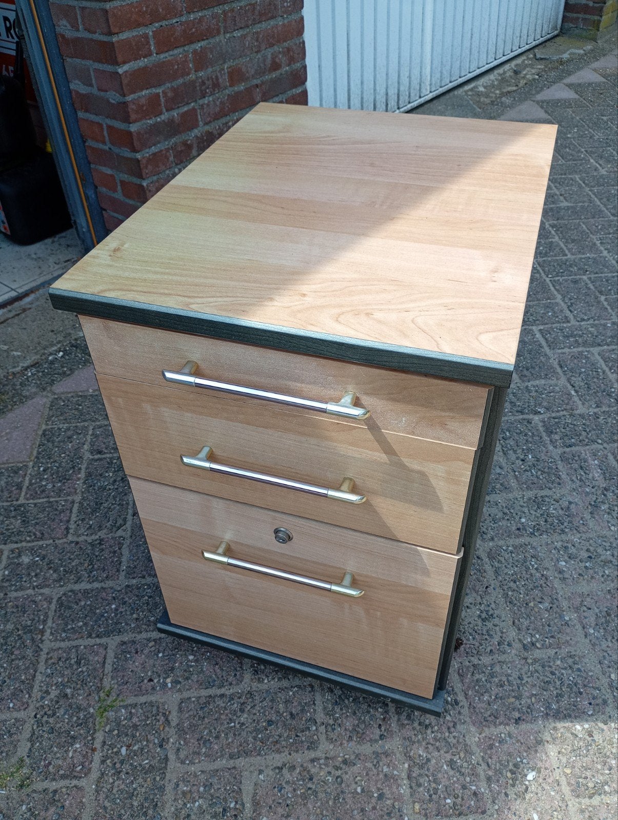 Ladeblok met 3 laden - Houtkleur met slot, Ophalen, Gebruikt
