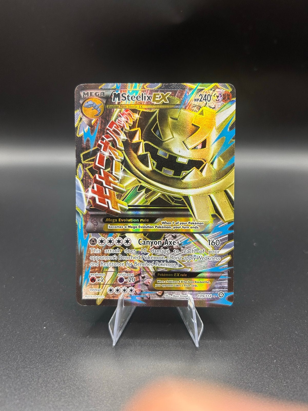 Mega Steelix EX Pokémon kaart - Holo, Ophalen of Verzenden, Zo goed als nieuw, Losse kaart, Foil