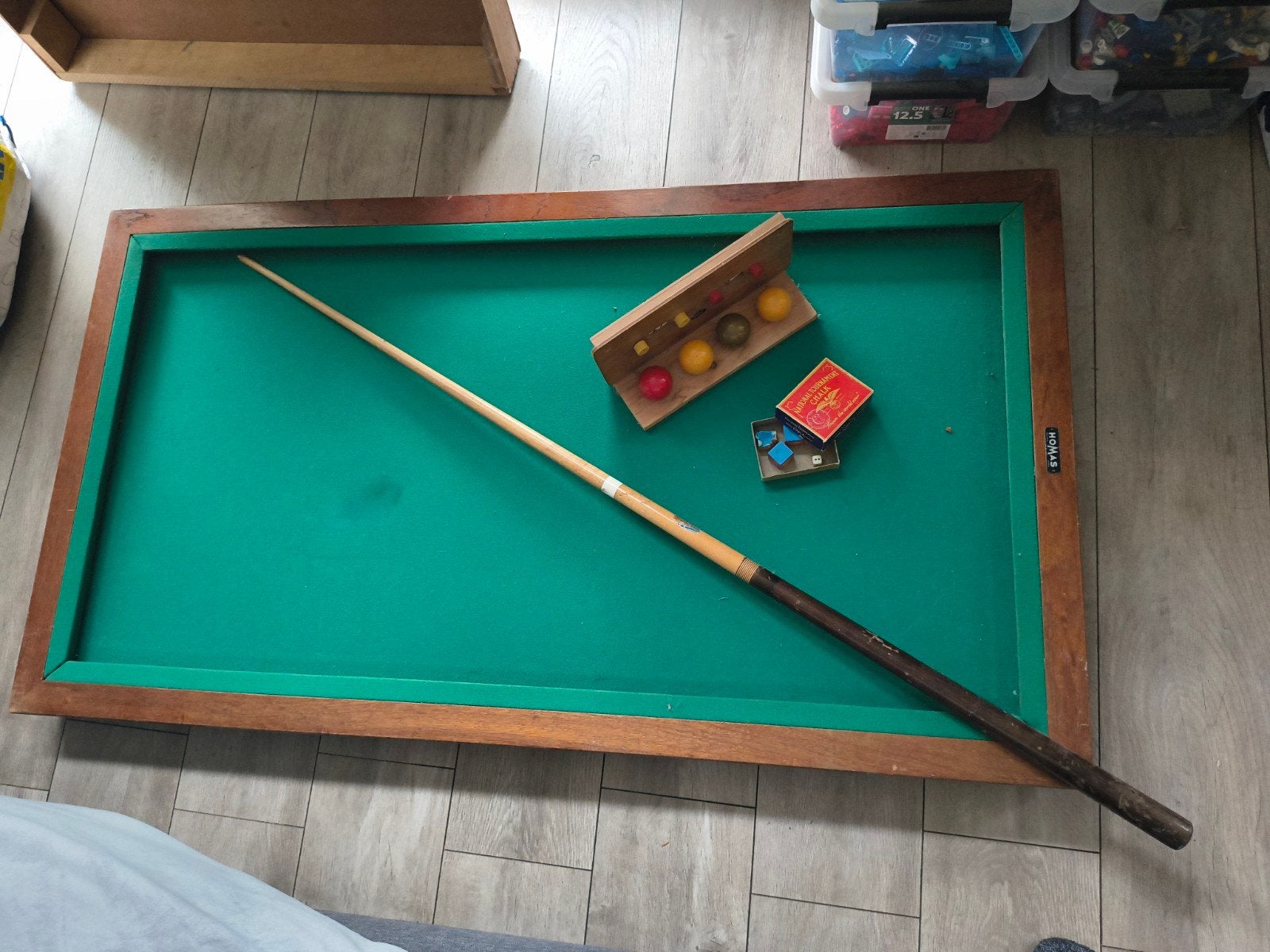 Vintage Homas Biljarttafel met accessoires, Ophalen, Gebruikt, Biljarttafel