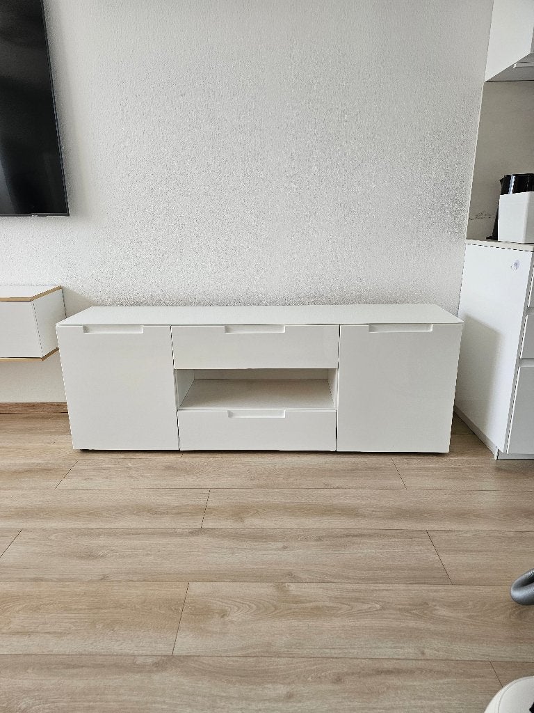 TV-meubel – wit/glans, Huis en Inrichting, Kasten | Televisiemeubels, Ophalen, Minder dan 50 cm, Moderne, witglans, Zo goed als nieuw
