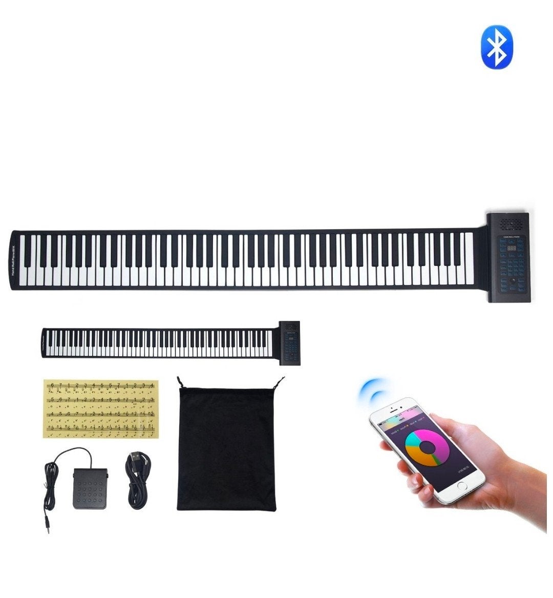 Rolpiano 88 Toetsen - Draagbaar Digitaal Piano met Accu, Muziek en Instrumenten, Zwart, Digitaal, Nieuw, Ophalen of Verzenden