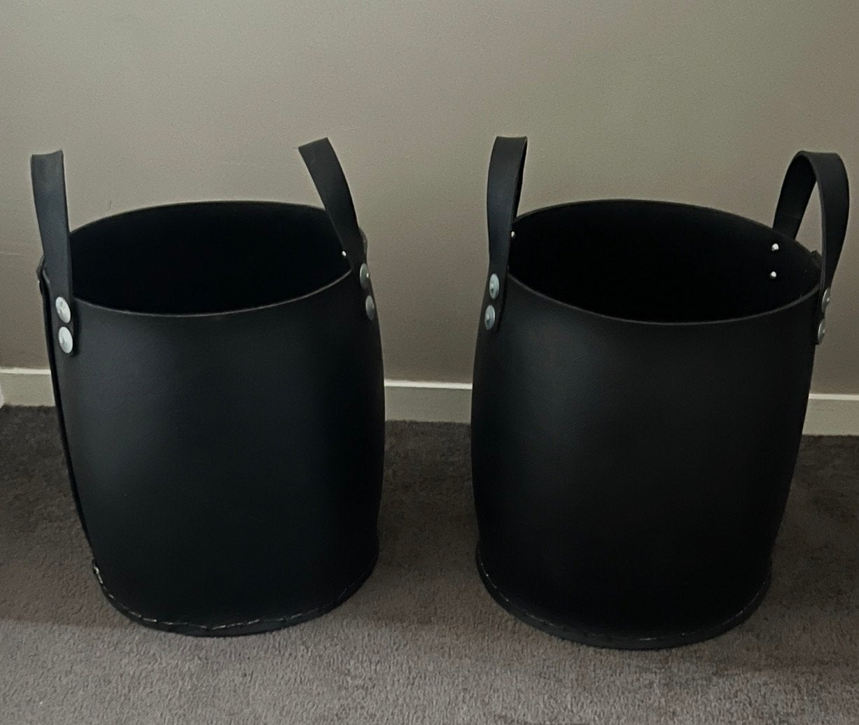 Set van 2 zwarte opbergmanden met handvatten, Ophalen, 50 – 75, Kunststof, 50 tot 100 cm
