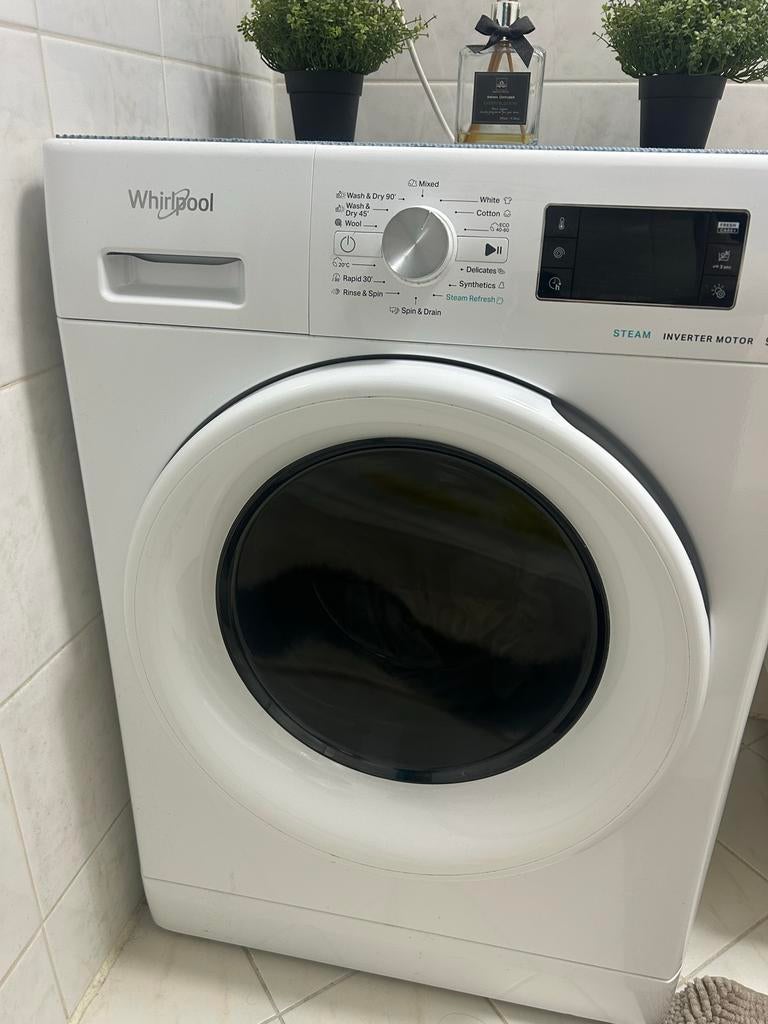 Whirlpool was-droogcombinatie 9kg wassen 6kg drogen, Witgoed en Apparatuur, Wasmachines, Ophalen, 1200 tot 1600 toeren, Gebruikt