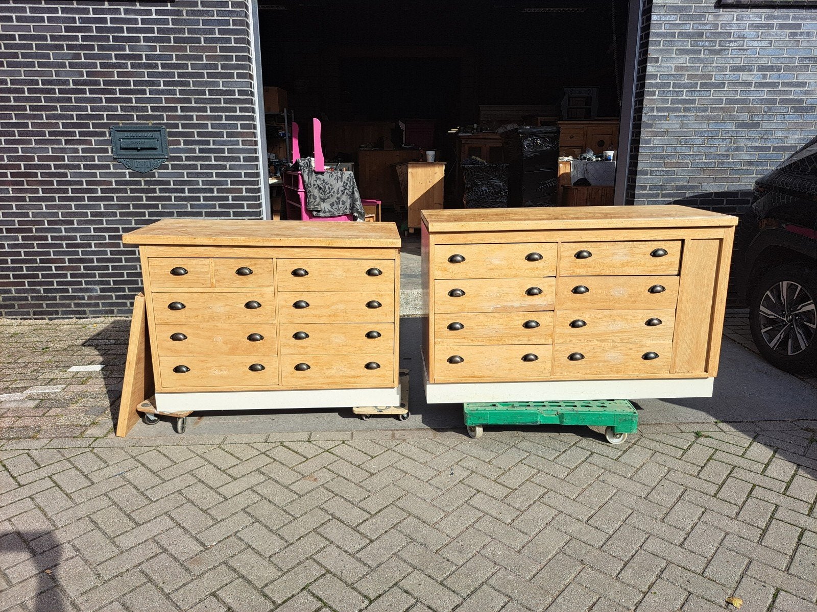 oude ladekast 2 delen 17 lades keuken blok