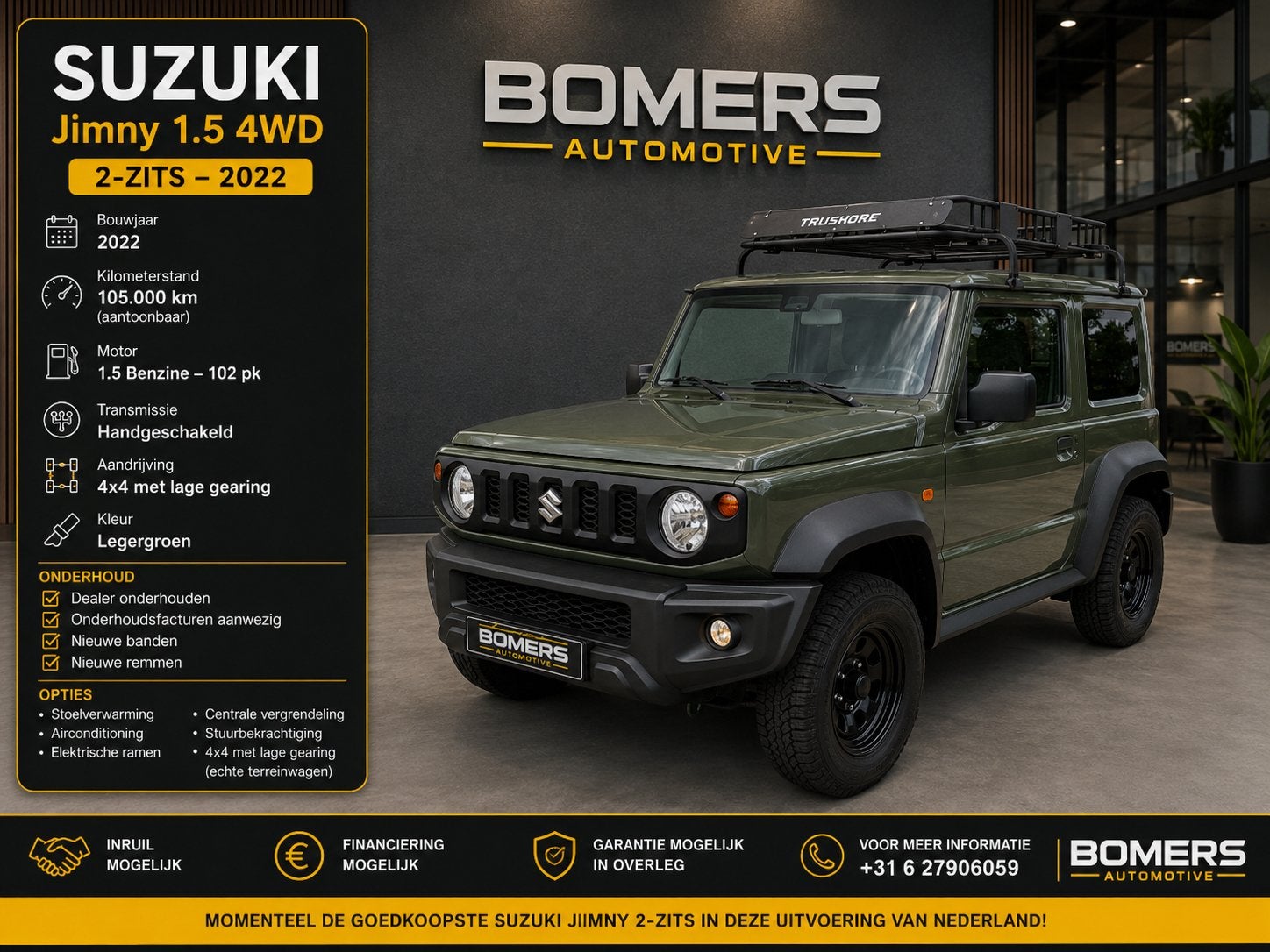 2X Zeer Nette Suzuki Jimny Groen 2019&2022 met Garantie, Auto's, Suzuki, Stof, 4 cilinders, 102 pk, Handgeschakeld